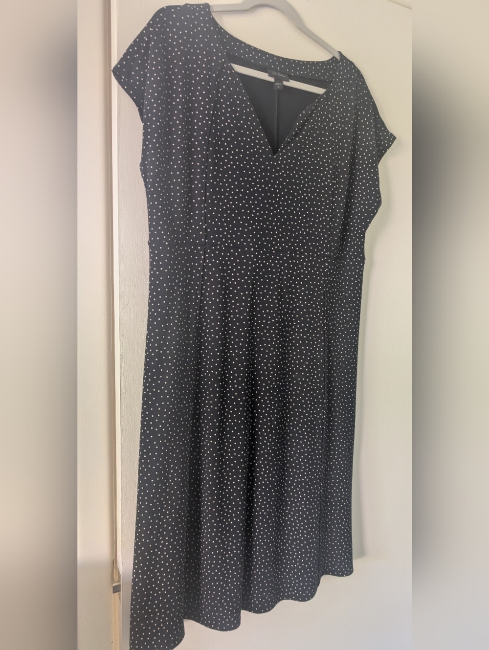 J.Jill Black Polka Dot V-Neck Fit & Flare Dress